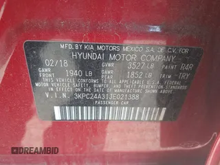 2018 Hyundai Accent SE с VIN 3KPC24A31JE021388, выставлен на аукционе IAAI как лот 42522250 с пробегом 173 681 миль миль и . История ставок и продаж доступна на DreamBid. Изображение 9.