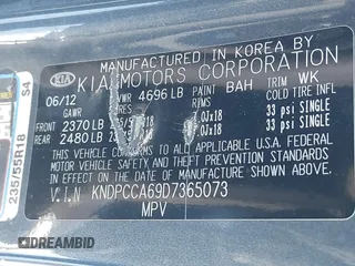 2013 Kia Sportage SX with VIN KNDPCCA69D7365073, listed as a IAAI auction lot 41451663 with 67,437 mi miles and . Bid and sale history available at carsss.com. Image 9.