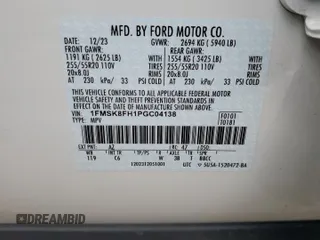 2023 Ford Explorer Limited z VIN 1FMSK8FH1PGC04138, wystawiony jako Copart lot #50731415 z przebiegiem 9 028 mil mil oraz Szkoda całkowita • Salvage title. Historia ofert i sprzedaży dostępna na DreamBid. Obrazek 13.