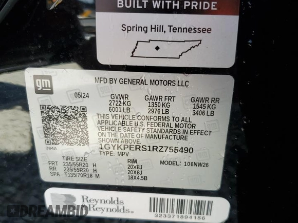 2024 Cadillac XT6 Premium Luxury z VIN 1GYKPERS1RZ755490, wystawiony jako Copart lot #49706575 z przebiegiem 4 239 mil mil oraz Szkoda całkowita • Salvage title. Historia ofert i sprzedaży dostępna na DreamBid. Obrazek 13.