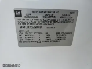 2010 Chevrolet Equinox LTZ with VIN 2CNFLFEY5A6208124, listed as a Copart auction lot 44129195 with 93,477 mi miles and Clean Title. Bid and sale history available at carsss.com. Image 13.