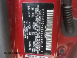 2022 Kia K5 GT-Line z VIN 5XXG64J27NG104074, wystawiony jako Copart lot #45189985 z przebiegiem 62 528 mil mil oraz Szkoda całkowita • Salvage title. Historia ofert i sprzedaży dostępna na DreamBid. Obrazek 12.