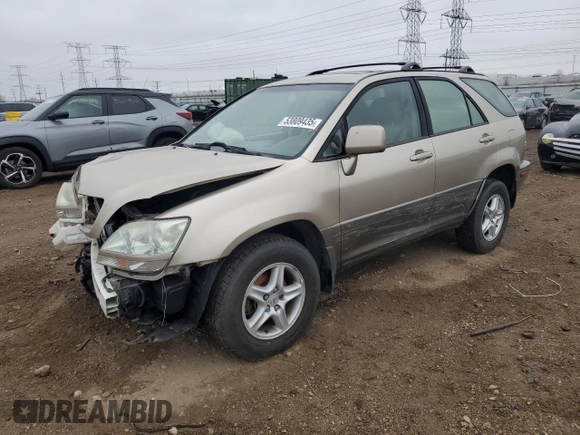 2001 Lexus RX 300 z VIN JTJHF10U910182130, wystawiony jako Copart lot #53809435 z przebiegiem Nie podano mil oraz Szkoda całkowita • Salvage title. Historia ofert i sprzedaży dostępna na DreamBid. Obrazek 1.