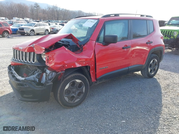 2018 Jeep Renegade Sport with VIN ZACCJBAB4JPJ63846, listed as a IAAI auction lot 41779614 with 66,725 mi miles. Bid and sale history available at carsss.com. Image 22.