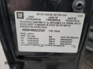 2003 Chevrolet Silverado 1500 LS with VIN 1GCEK14V63Z237927, listed as a Copart auction lot 86369604 with 150,172 mi miles and Salvage Title. Bid and sale history available at DreamBid. Image 12.