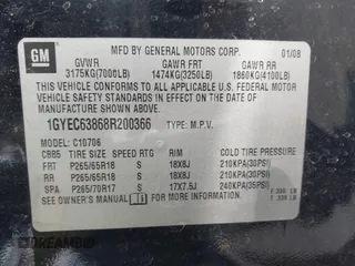 2008 Cadillac Escalade with VIN 1GYEC63868R200366, listed as a IAAI auction lot 41820968 with 190,559 mi miles. Bid and sale history available at carsss.com. Image 9.