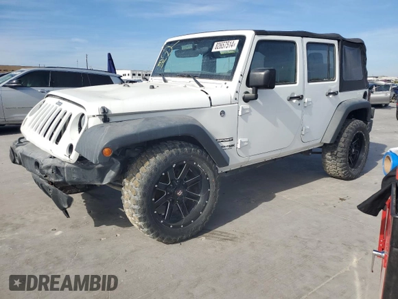 2018 Jeep Wrangler JK Unlimited Sport S with VIN 1C4BJWDG7JL865323, listed as a Copart auction lot 82657514 with 15,408 mi miles and Salvage Title. Bid and sale history available at carsss.com. Image 1.