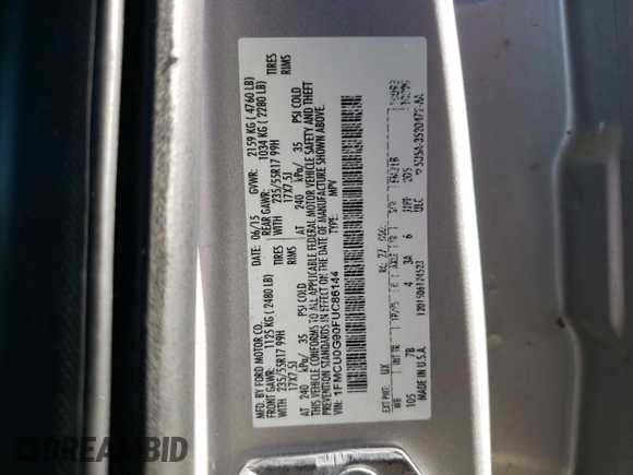 2015 Ford Escape SE with VIN 1FMCU0G90FUC86144, listed as a Copart auction lot 48720445 with 124,097 mi miles and Clean Title. Bid and sale history available at carsss.com. Image 13.