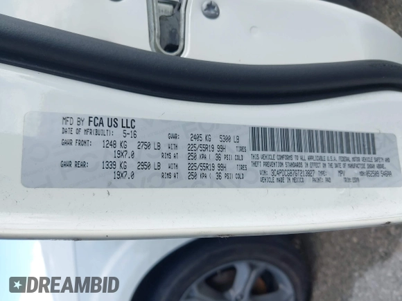 2016 Dodge Journey Crossroad Plus with VIN 3C4PDCGB7GT213827, listed as a IAAI auction lot 42302150 with 128,661 mi miles and . Bid and sale history available at DreamBid. Image 9.