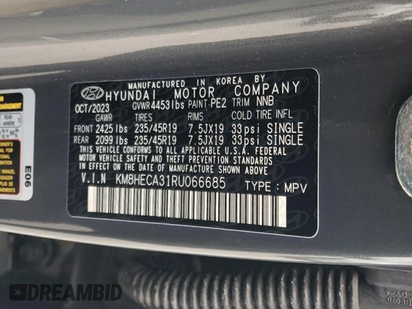 2024 Hyundai Kona Limited with VIN KM8HECA31RU066685, listed as a Copart auction lot 46361145 with 37,334 mi miles and Salvage Title. Bid and sale history available at carsss.com. Image 13.