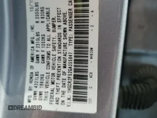 2016 Honda Accord Sport with VIN 1HGCR2F52GA055847, listed as a Copart auction lot 58598835 with 128,928 mi miles and Salvage title. Bid and sale history available at DreamBid. Image 12.