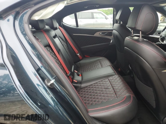 2022 Genesis G70 3.3T with VIN KMTG54TEXNU083193, listed as a Copart auction lot 56627395 with 16,980 mi miles and Salvage title. Bid and sale history available at DreamBid. Image 10.