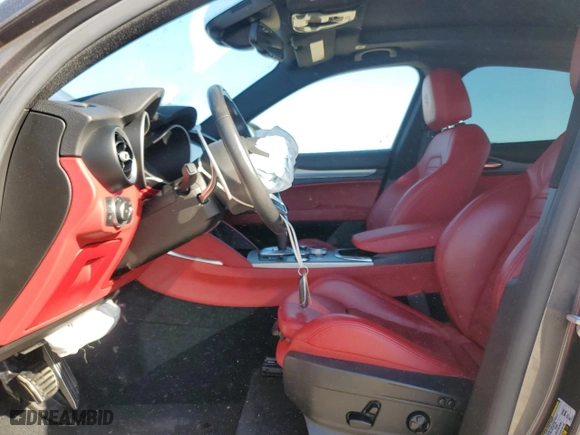 2021 Alfa Romeo Stelvio Ti with VIN ZASPAKBN4M7D18255, listed as a Copart auction lot 48514765 with 0 mi miles and Salvage Title. Bid and sale history available at carsss.com. Image 7.