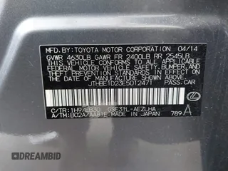 2014 Lexus IS 350 z VIN JTHBE1D23E5012471, wystawiony jako IAAI lot #42011268 z przebiegiem 76 188 mil mil oraz . Historia ofert i sprzedaży dostępna na DreamBid. Obrazek 9.