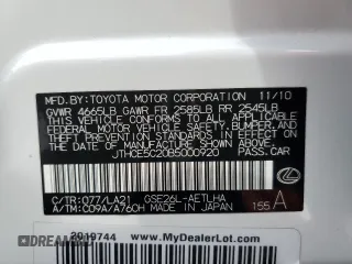 2011 Lexus IS 350 с VIN JTHCE5C20B5000920, выставлен на аукционе Copart как лот 44690695 с пробегом 130 347 миль миль и Списание • Salvage title. История ставок и продаж доступна на DreamBid. Изображение 12.