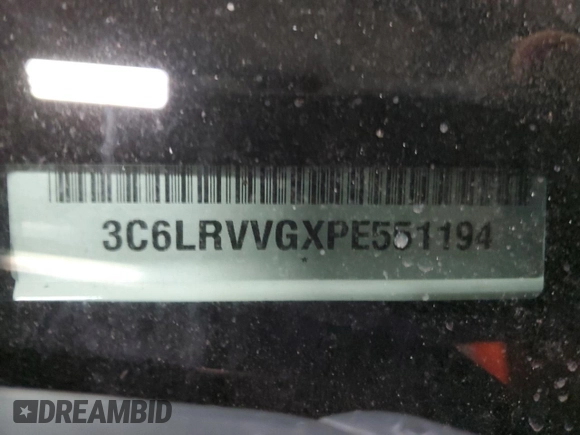 2023 Ram ProMaster Cargo with VIN 3C6LRVVGXPE551194, listed as a Copart auction lot 88544435 with Not Provided miles and Salvage Title. Bid and sale history available at DreamBid. Image 12.