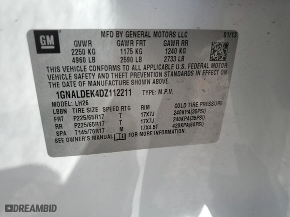 2013 Chevrolet Equinox LT with VIN 1GNALDEK4DZ112211, listed as a Copart auction lot 46852415 with 150,830 mi miles and Salvage Title. Bid and sale history available at carsss.com. Image 14.