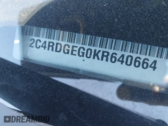 2019 Dodge Grand Caravan GT with VIN 2C4RDGEG0KR640664, listed as a IAAI auction lot 42139160 with 73,591 mi miles and . Bid and sale history available at DreamBid. Image 17.