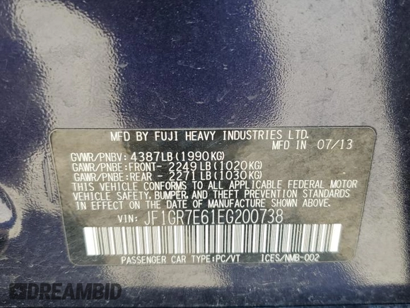 2014 Subaru WRX WRX с VIN JF1GR7E61EG200738, выставлен на аукционе Copart как лот 70636774 с пробегом 97 197 миль миль и Чистый • Clean title. История ставок и продаж доступна на DreamBid. Изображение 13.