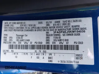 2019 Ford Fiesta SE с VIN 3FADP4EJ5KM154036, выставлен на аукционе IAAI как лот 41209920 с пробегом 52 313 миль миль и . История ставок и продаж доступна на DreamBid. Изображение 9.