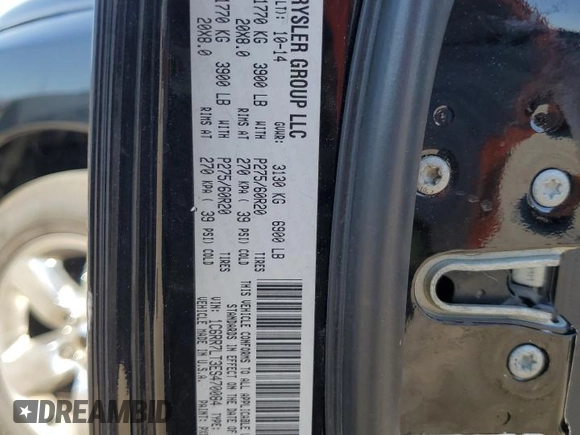 2014 Ram 1500 Big Horn with VIN 1C6RR7LT3ES470084, listed as a Copart auction lot 57483765 with 145,000 mi miles and Salvage title. Bid and sale history available at DreamBid. Image 12.