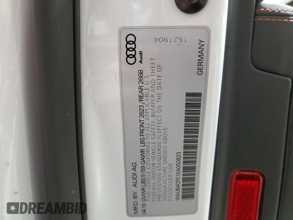 2019 Audi S5 Sportback Premium Plus z VIN WAUB4CF51KA050823, wystawiony jako Copart lot #43464005 z przebiegiem 44 898 mil mil oraz Szkoda całkowita • Salvage title. Historia ofert i sprzedaży dostępna na DreamBid. Obrazek 12.