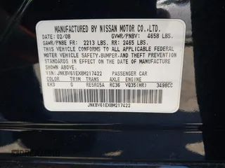 2008 Infiniti G35 Sport with VIN JNKBV61EX8M217422, listed as a IAAI auction lot 41989148 with 141,575 mi miles. Bid and sale history available at carsss.com. Image 9.