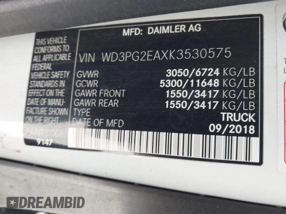 2019 Mercedes-Benz Metris Cargo z VIN WD3PG2EAXK3530575, wystawiony jako IAAI lot #41813709 z przebiegiem 136 174 mil mil oraz . Historia ofert i sprzedaży dostępna na DreamBid. Obrazek 9.