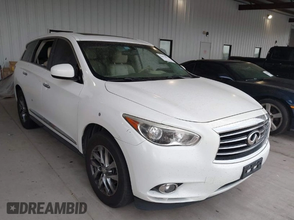 2013 Infiniti JX35 with VIN 5N1AL0MM4DC342673, listed as a IAAI auction lot 41813025 with 125,982 mi miles and . Bid and sale history available at DreamBid. Image 1.