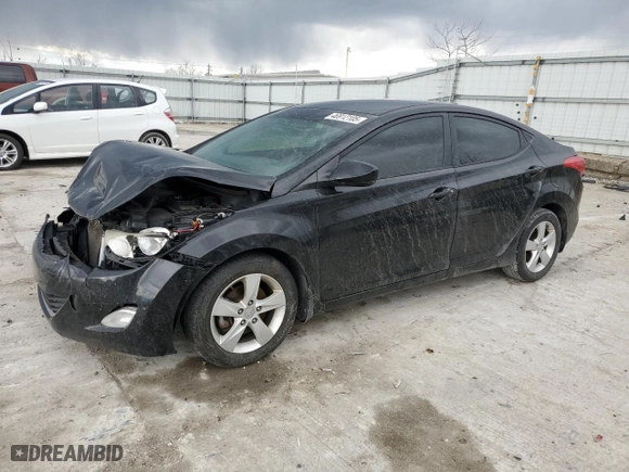 2013 Hyundai Elantra GLS with VIN 5NPDH4AE3DH173015, listed as a Copart auction lot 46912105 with 165,569 mi miles and Salvage Title. Bid and sale history available at carsss.com. Image 1.