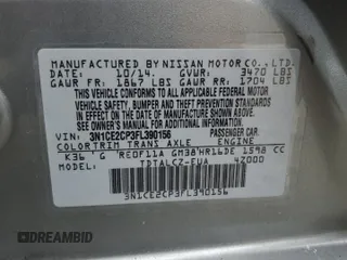 2015 Nissan Note S Plus with VIN 3N1CE2CP3FL390156, listed as a Copart auction lot 63048535 with Not provided miles and Salvage title. Bid and sale history available at DreamBid. Image 13.