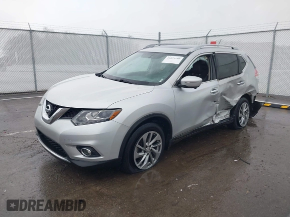 2015 Nissan Rogue SL with VIN 5N1AT2MV4FC898201, listed as a IAAI auction lot 41953663 with Not Provided miles. Bid and sale history available at carsss.com. Image 2.