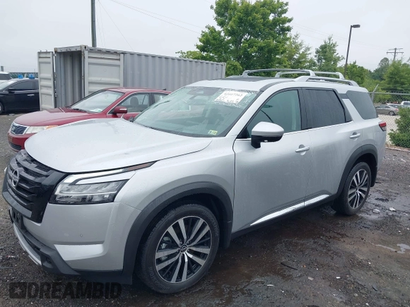 2024 Nissan Pathfinder Platinum with VIN 5N1DR3DJXRC298866, listed as a IAAI auction lot 42607262 with 4,683 mi miles and . Bid and sale history available at DreamBid. Image 2.