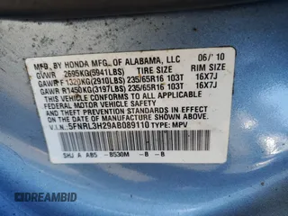 2010 Honda Odyssey LX with VIN 5FNRL3H29AB089110, listed as a Copart auction lot 84999084 with 200,279 mi miles and Non Repairable. Bid and sale history available at carsss.com. Image 13.