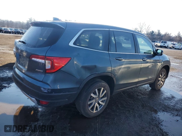 2022 Honda Pilot EX-L with VIN 5FNYF6H5XNB037831, listed as a Copart auction lot 46677205 with 19,285 mi miles and Salvage Title. Bid and sale history available at carsss.com. Image 3.