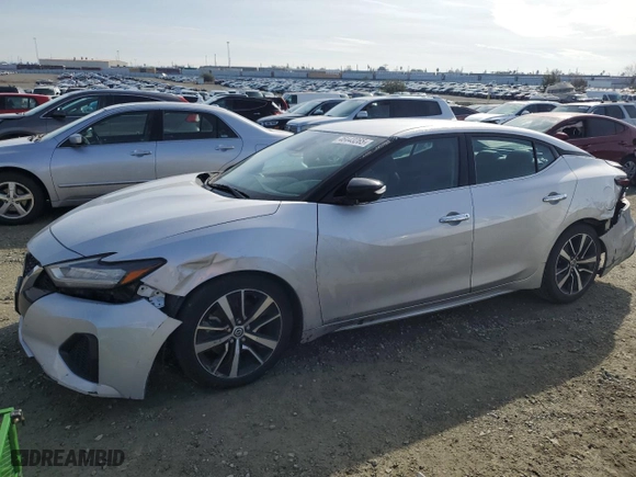 2021 Nissan Maxima SV with VIN 1N4AA6CV1MC503574, listed as a Copart auction lot 46443265 with 83,841 mi miles and Salvage Title. Bid and sale history available at carsss.com. Image 1.
