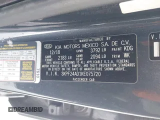 2019 Kia Forte LXS with VIN 3KPF24AD1KE075720, listed as a IAAI auction lot 41601639 with 94,518 mi miles. Bid and sale history available at carsss.com. Image 9.