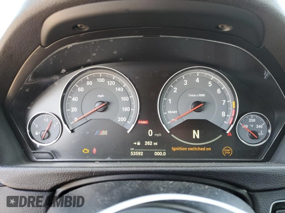 2017 BMW M4 with VIN WBS3R9C59HK709761, listed as a Copart auction lot 64412514 with 53,592 mi miles and Salvage Title. Bid and sale history available at carsss.com. Image 9.