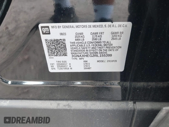 2024 Chevrolet Equinox LS z VIN 3GNAXHEG2RL155399, wystawiony jako IAAI lot #41897926 z przebiegiem 19 544 mil mil oraz . Historia ofert i sprzedaży dostępna na DreamBid. Obrazek 9.