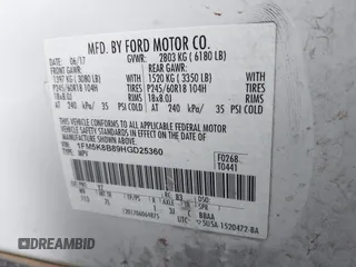 2017 Ford Explorer with VIN 1FM5K8B89HGD25360, listed as a IAAI auction lot 41776607 with 171,758 mi miles and . Bid and sale history available at DreamBid. Image 9.