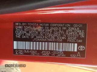 2021 Toyota Mirai XLE с VIN JTDAAAAA1MA001558, выставлен на аукционе Copart как лот 46809185 с пробегом 36 128 миль миль и Списание • Salvage title. История ставок и продаж доступна на DreamBid. Изображение 15.