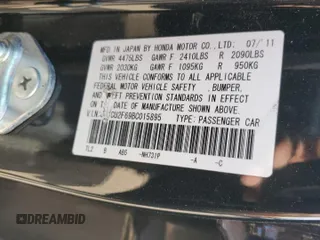 2011 Acura TSX with VIN JH4CU2F69BC015895, listed as a Copart auction lot 57551225 with 136,859 mi miles and Salvage title. Bid and sale history available at DreamBid. Image 12.