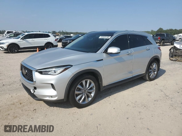 2019 Infiniti QX50 LUXE with VIN 3PCAJ5M16KF148482, listed as a Copart auction lot 53559165 with 69,307 mi miles and Salvage Title. Bid and sale history available at carsss.com. Image 1.
