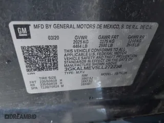 2020 GMC Terrain SLE with VIN 3GKALMEV5LL272238, listed as a IAAI auction lot 41650591 with 96,834 mi miles. Bid and sale history available at carsss.com. Image 9.