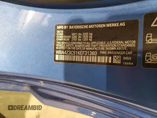 2019 BMW 4 Series 430i xDrive with VIN WBA4Z3C51KEF31360, listed as a Copart auction lot 52500085 with 55,753 mi miles and Salvage title. Bid and sale history available at DreamBid. Image 12.