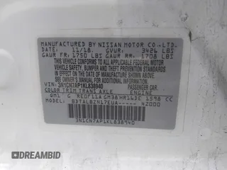 2019 Nissan Versa SV z VIN 3N1CN7AP1KL838940, wystawiony jako IAAI lot #42191914 z przebiegiem 72 374 mil mil oraz . Historia ofert i sprzedaży dostępna na DreamBid. Obrazek 9.