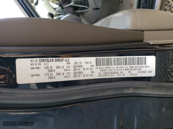 2011 Dodge Durango Crew with VIN 1D4SE4GT3BC685455, listed as a Copart auction lot 77164994 with 133,856 mi miles and Salvage Title. Bid and sale history available at carsss.com. Image 14.