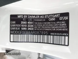 2010 Mercedes-Benz C-Class C 300 Sport with VIN WDDGF5EB8AR087895, listed as a IAAI auction lot 40724878 with 110,686 mi miles. Bid and sale history available at carsss.com. Image 9.