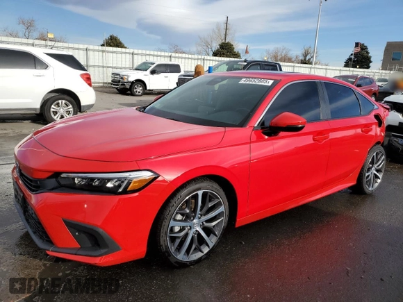 2022 Honda Civic Sedan Touring with VIN 2HGFE1F95NH304212, listed as a Copart auction lot 49652885 with 44,969 mi miles and Salvage Title. Bid and sale history available at carsss.com. Image 1.
