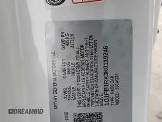 2019 Chevrolet Camaro 1LS with VIN 1G1FB1RX3K0119246, listed as a Copart auction lot 44352085 with 0 mi miles and Salvage Title. Bid and sale history available at carsss.com. Image 12.